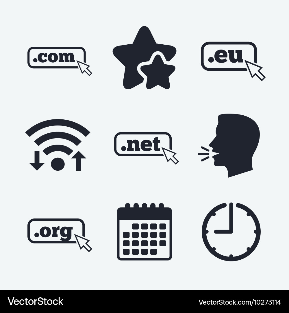 Top-level domains signs com eu net and org Vector Image