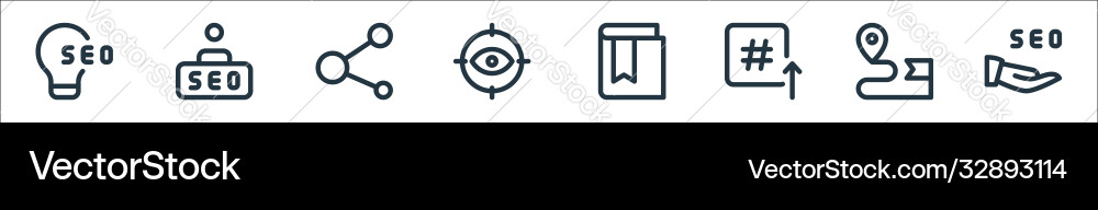 Web apps seo line icons linear set quality Web apps seo line icons linear set quality vector image