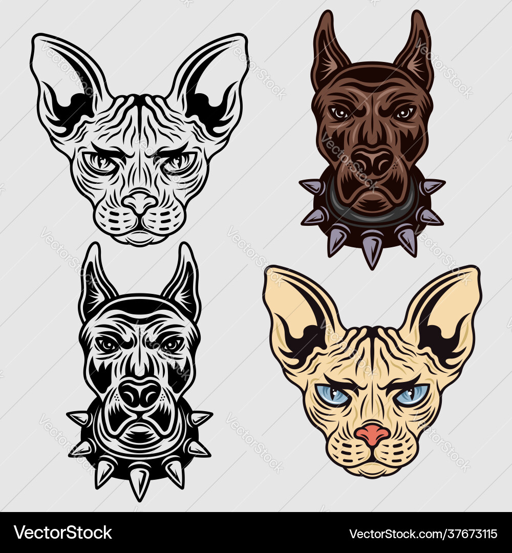 Animals set objects in two styles Animals set objects in two styles vector image