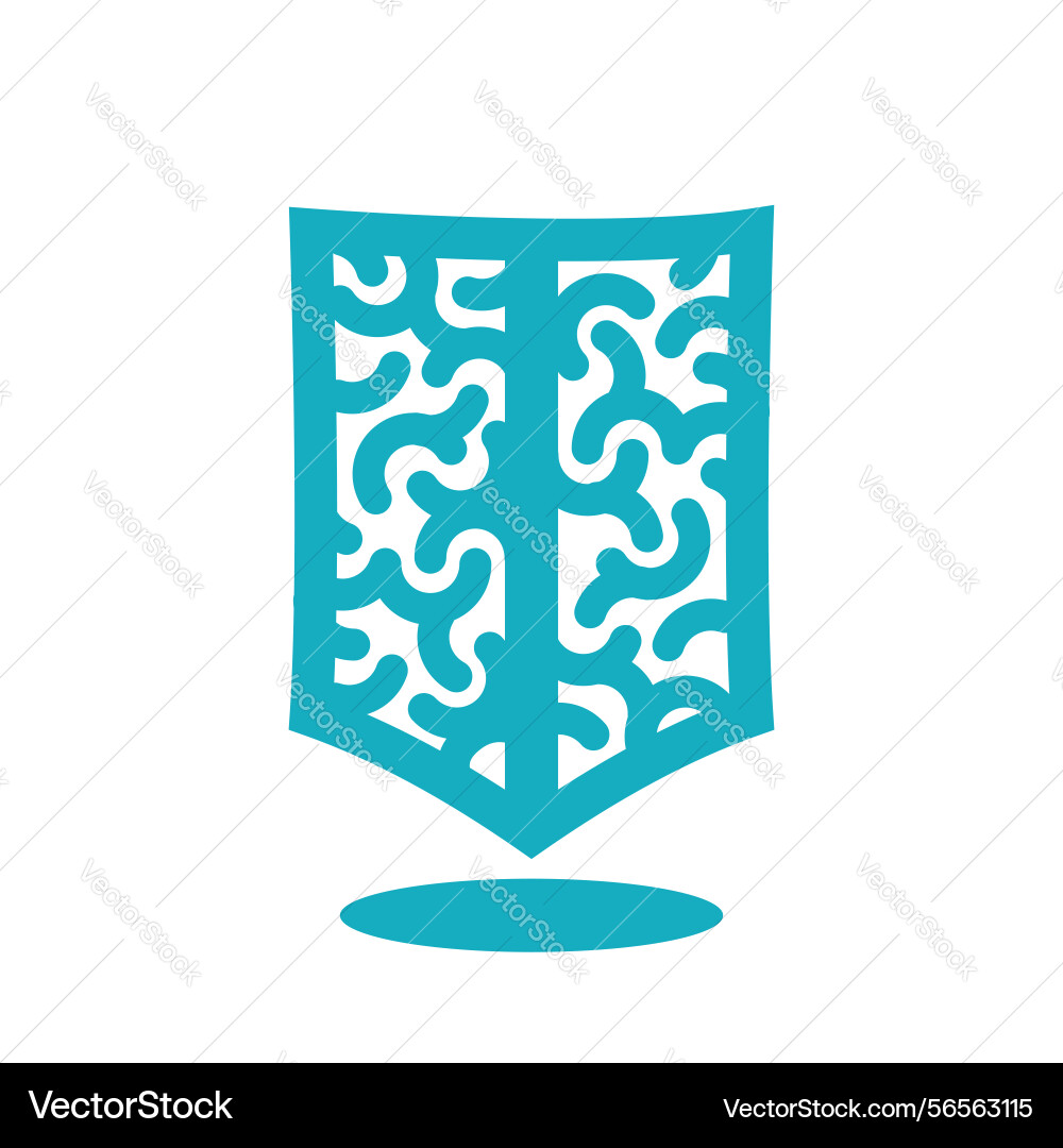 Brain and shield logo with abstract curved line Brain and shield logo with abstract curved line Vector Image