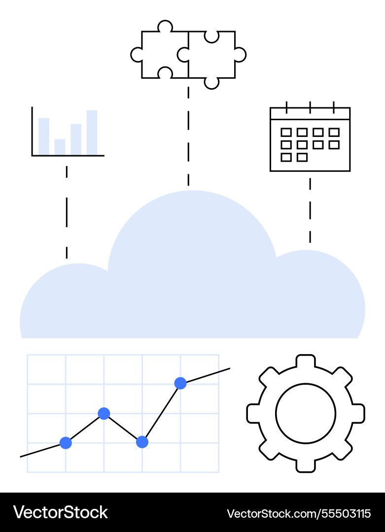 Cloudbasierte Datenintegration mit Analytik Vektorbild