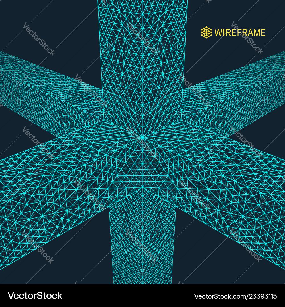 Connection structure wireframe 3d abstract Connection structure wireframe 3d abstract vector image