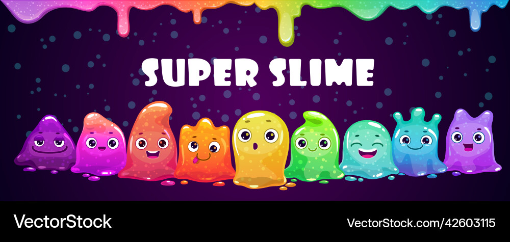 Cute childish banner with tiny slime monsters Cute childish banner with tiny slime monsters vector image