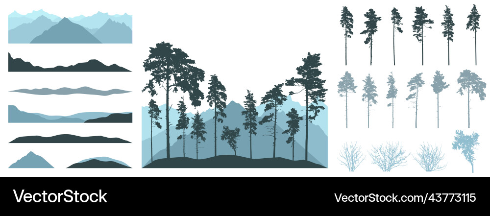 Design elements of forest trees constructor Design elements of forest trees constructor vector image