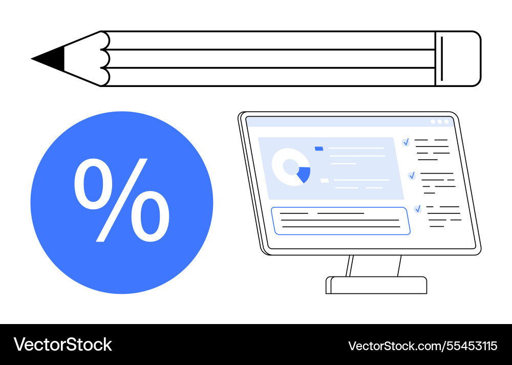 Digital data analysis on computer percentage Digital data analysis on computer percentage vector image