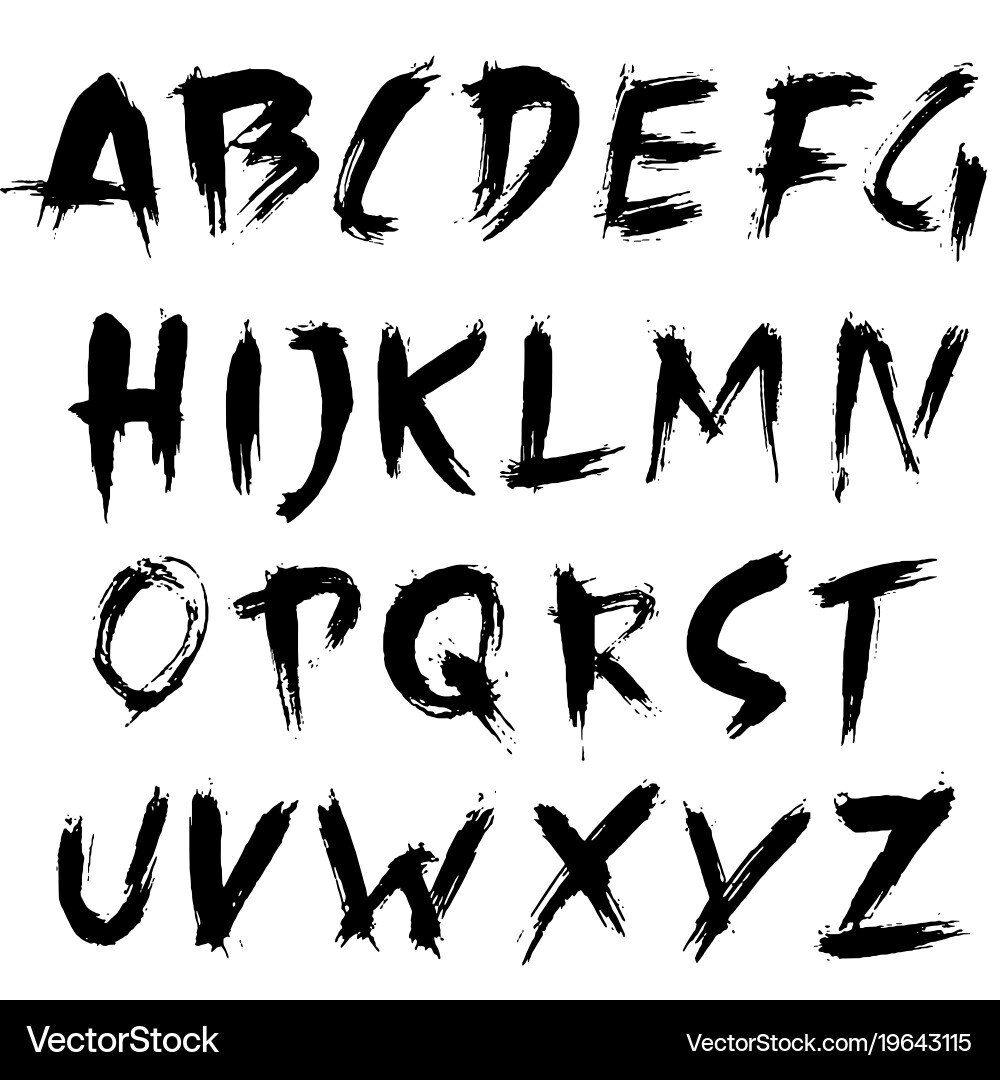 Dry Brush Lettering Font - Grunge Style Vector Image