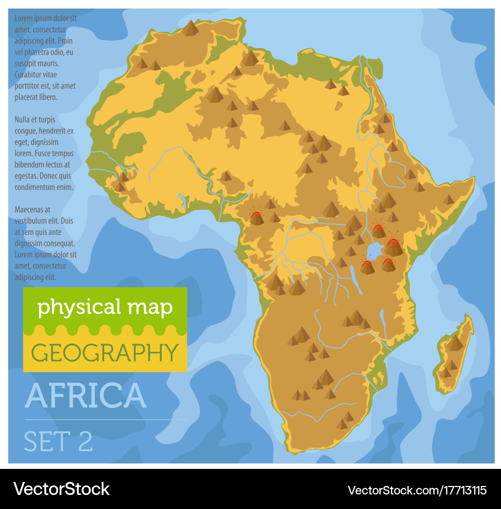 Flat africa physical map constructor elements Vector Image
