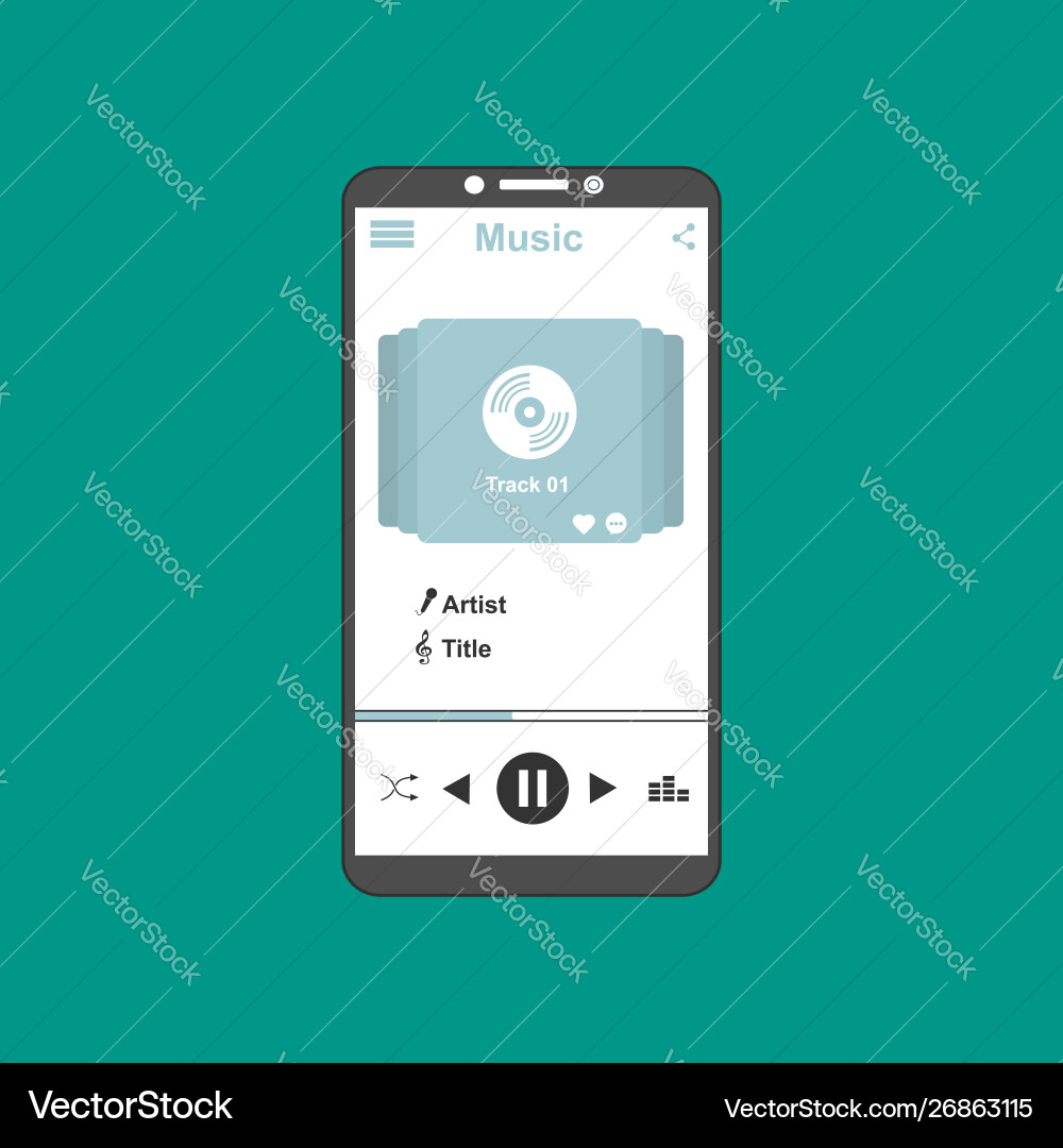 Media player application app template with flat Media player application app template with flat vector image