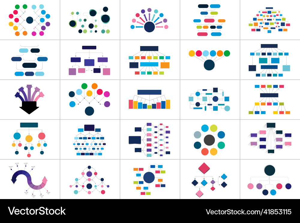 Mega set of various flowcharts schemes diagrams Vector Image