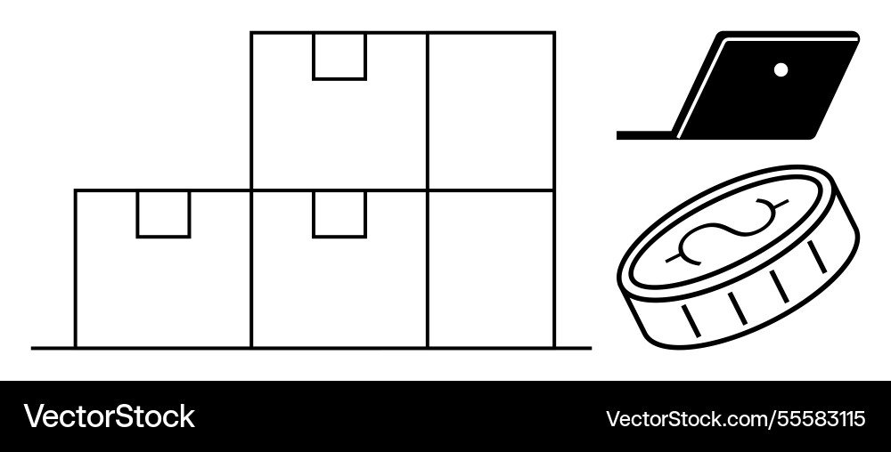 Minimalist logistic elements stacked boxes vector image