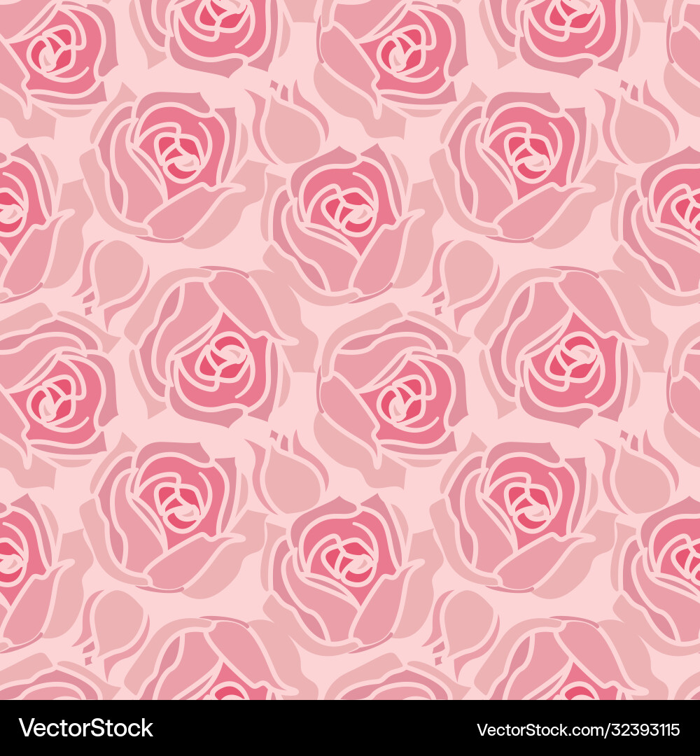 Pink Rose Seamless Pattern Vector Image