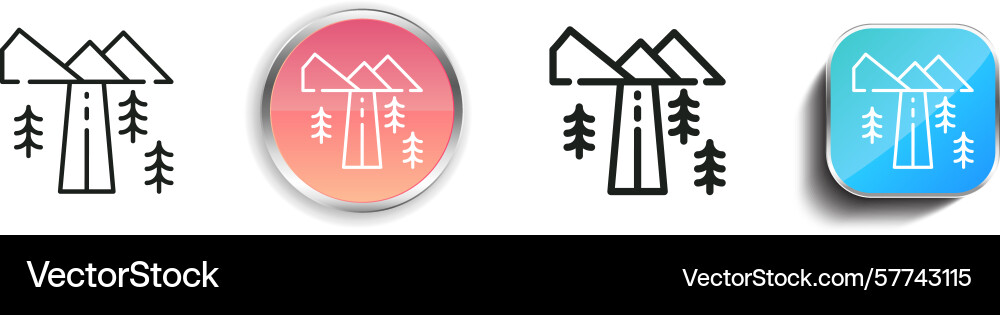 Road icon thin linear regular and button style Road icon thin linear regular and button style vector image