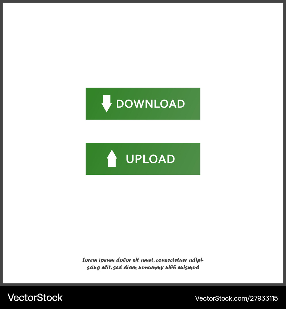 Set button download and upload on green Set button download and upload on green Vector Image