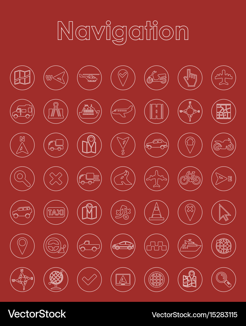 Set of navigation simple icons vector image