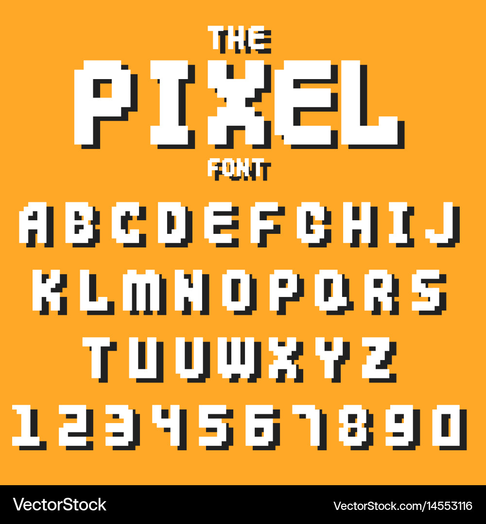 8-Bit Pixel Font Retro vector image