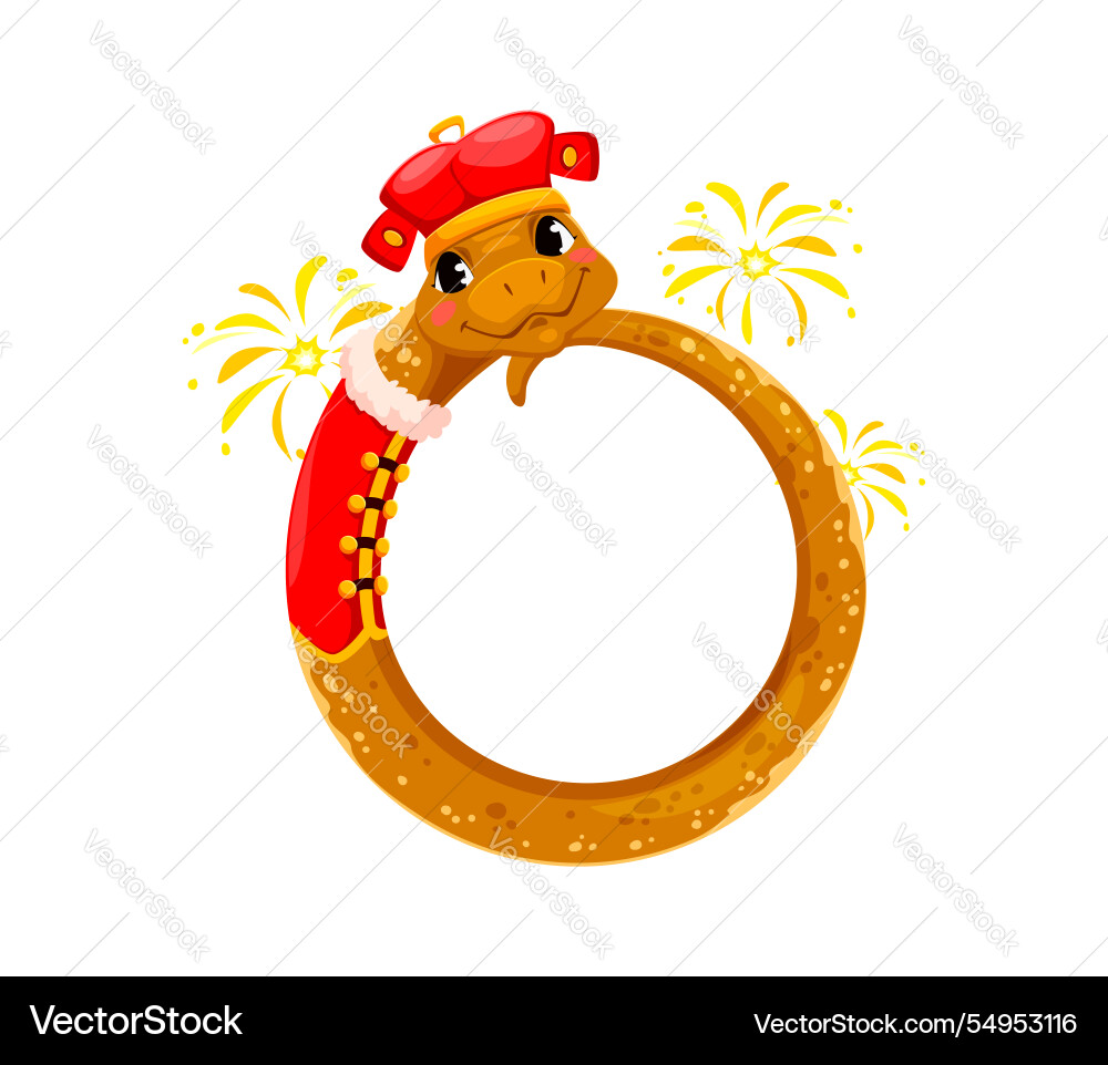 Asian horoscope cartoon snake character frame Asian horoscope cartoon snake character frame vector image