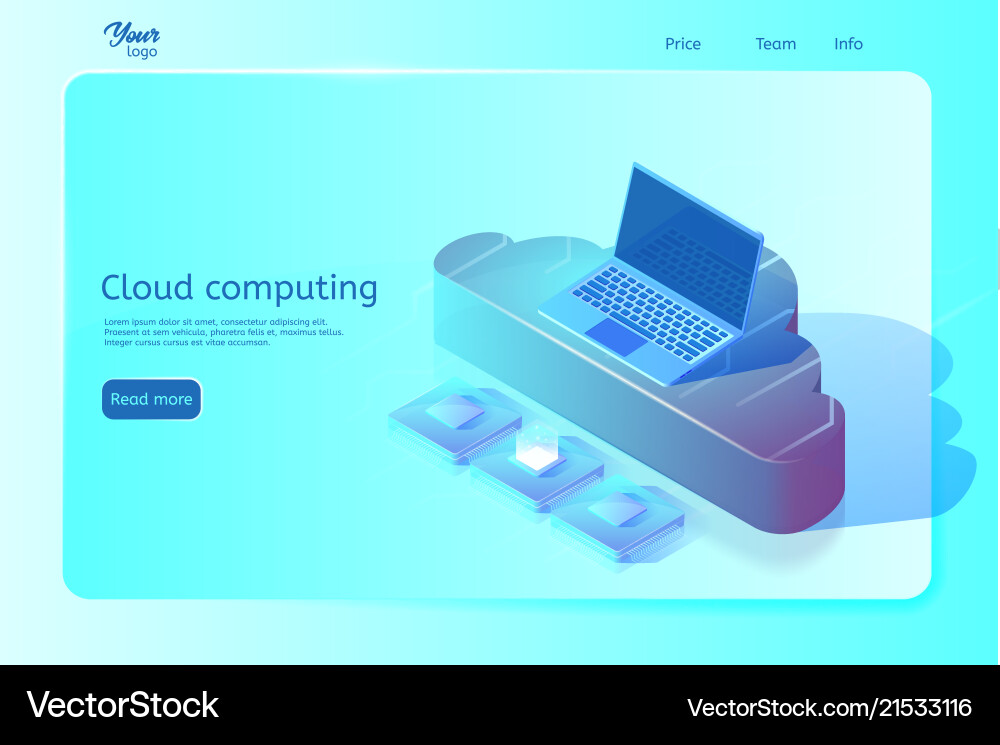 Cloud computing web page template isometric Cloud computing web page template isometric vector image