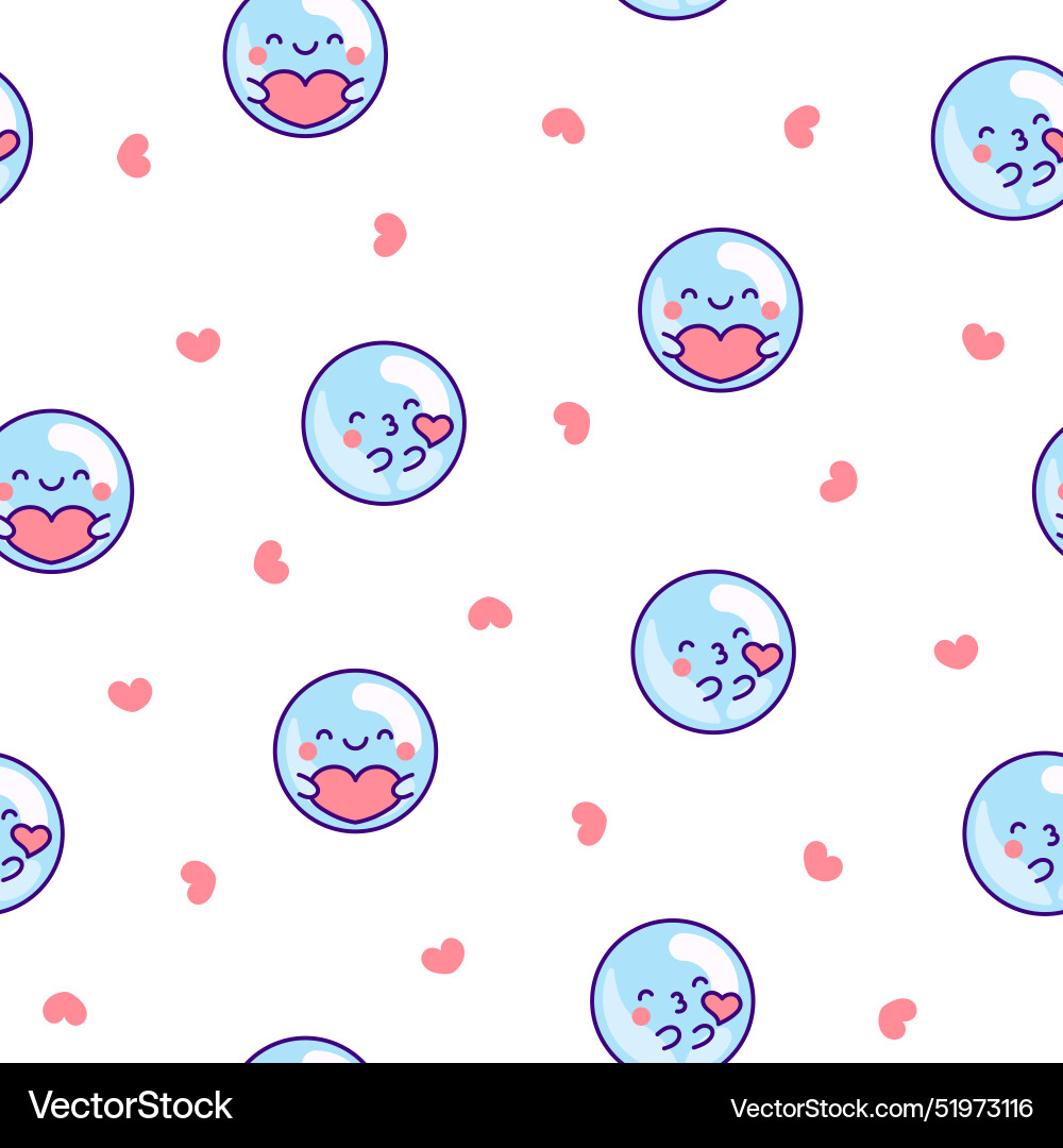Cute kawaii soap bubble seamless pattern Vector Image