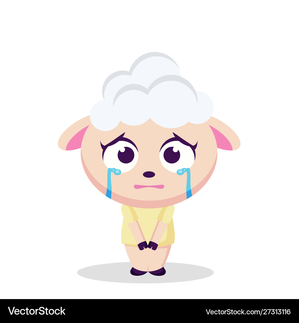 Cute sheep character with a sad expression Vector Image