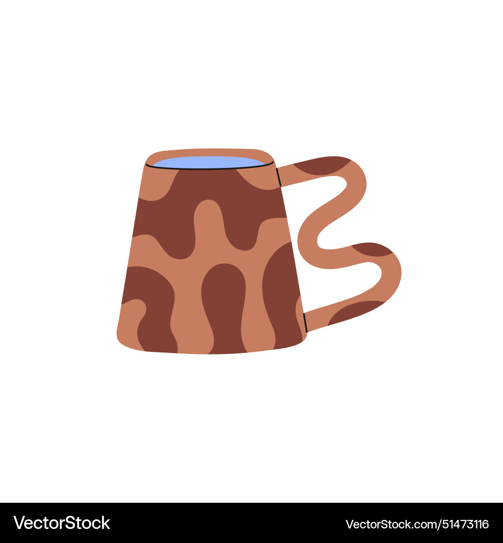 Design of pottery mug with curved shape handle Vector Image