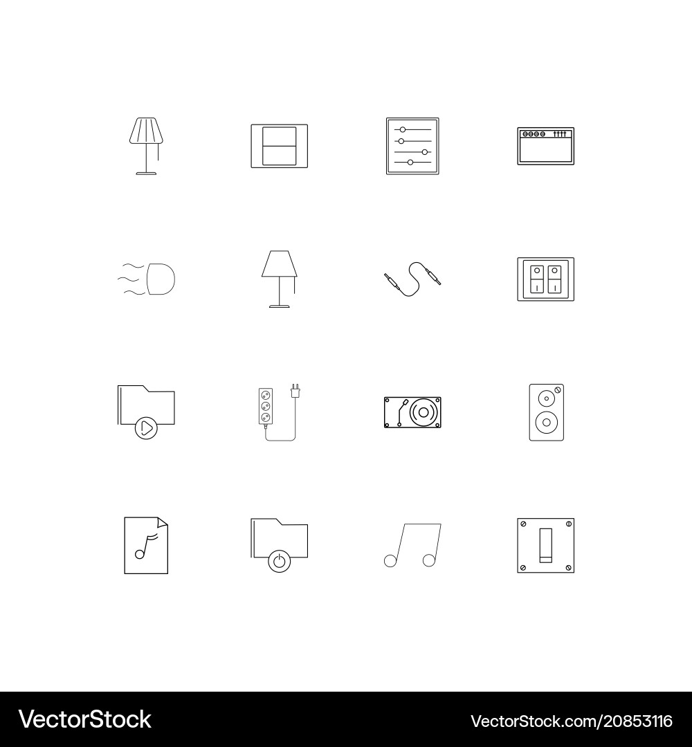 Electrical linear thin icons set outlined simple Vector Image
