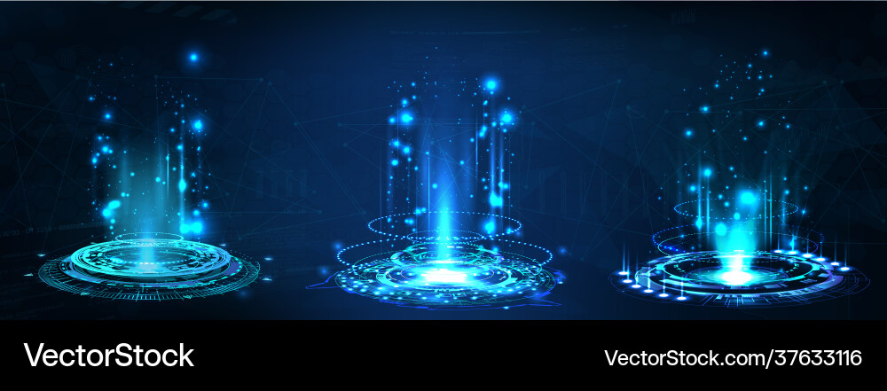 Fantastic circle portals holograms teleport Fantastic circle portals holograms teleport vector image