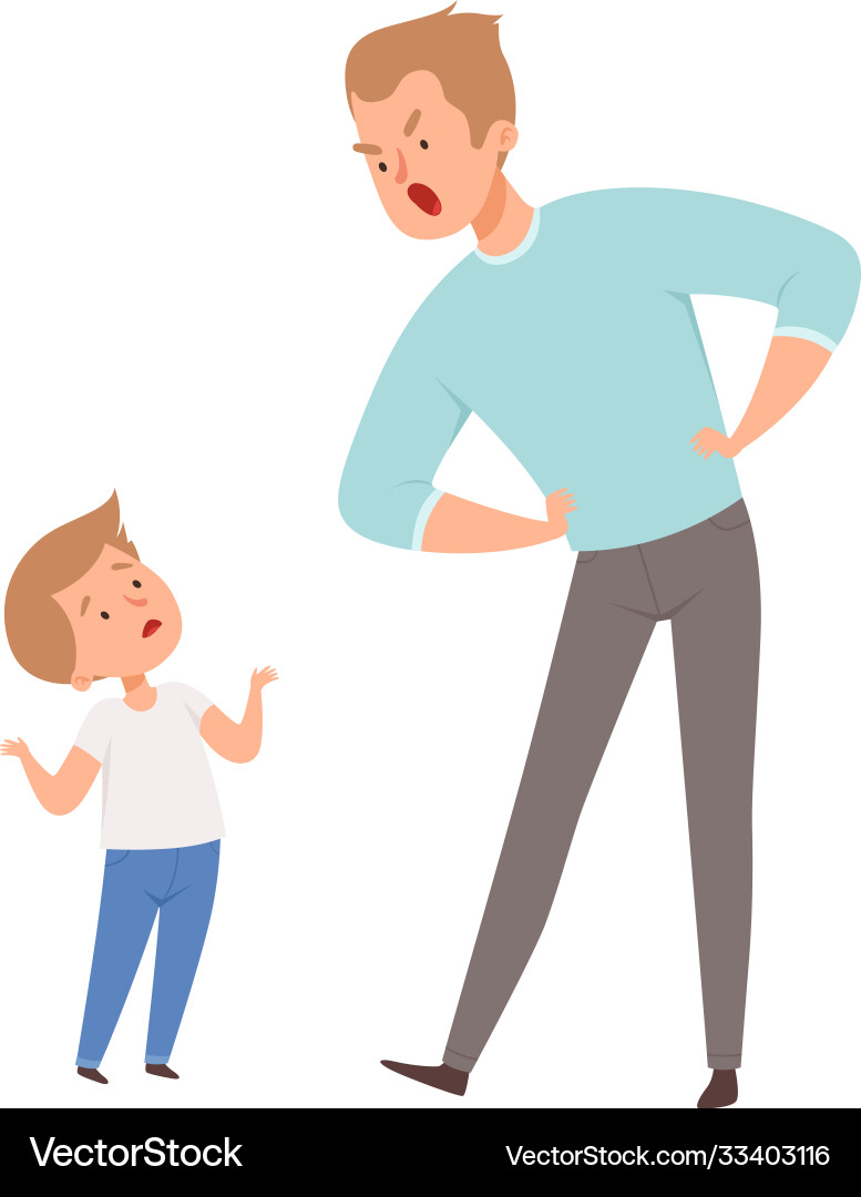 Father and son argue isolated angry man cute Father and son argue isolated angry man cute vector image