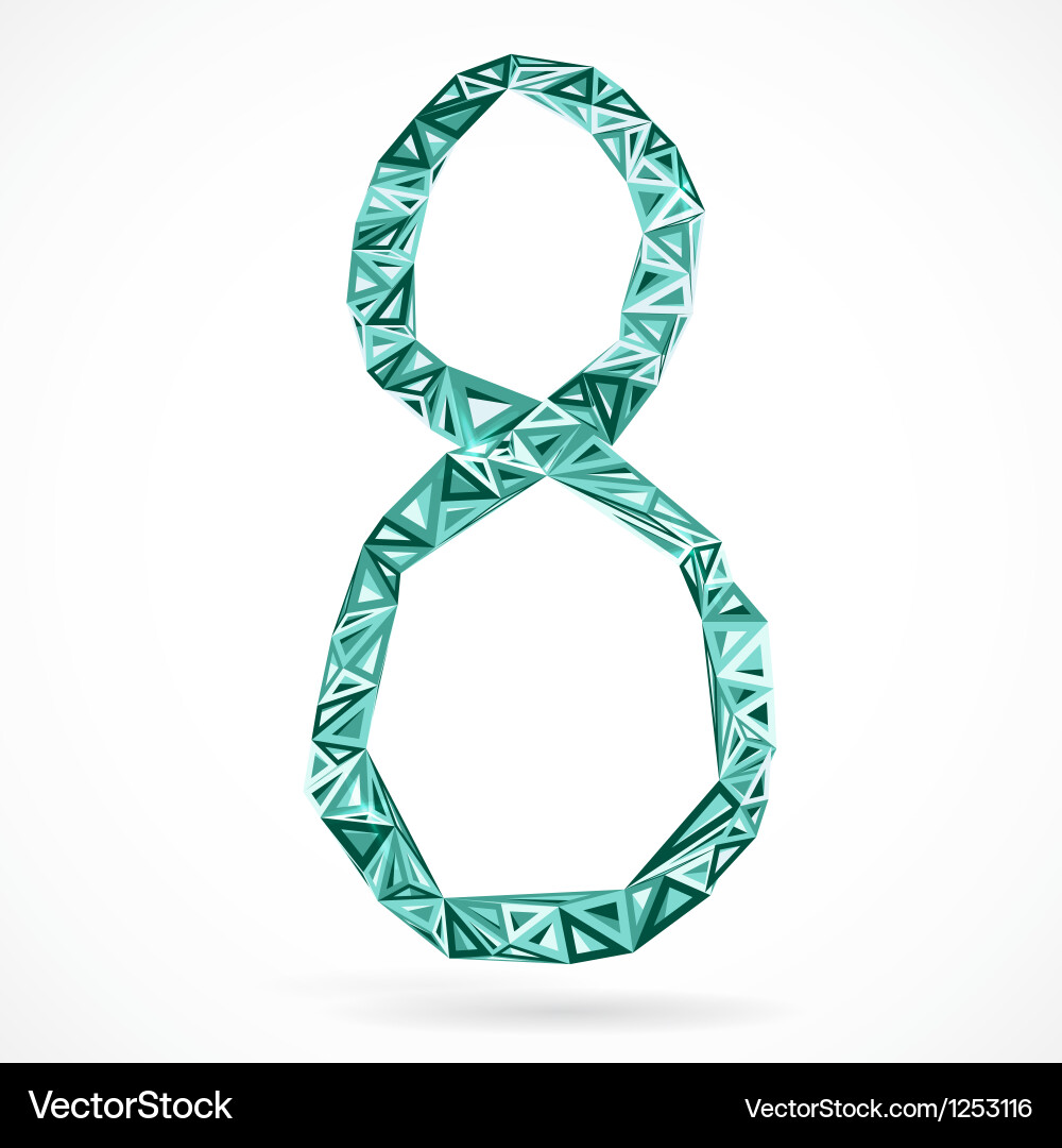 Geometric number eight with triangles vector image