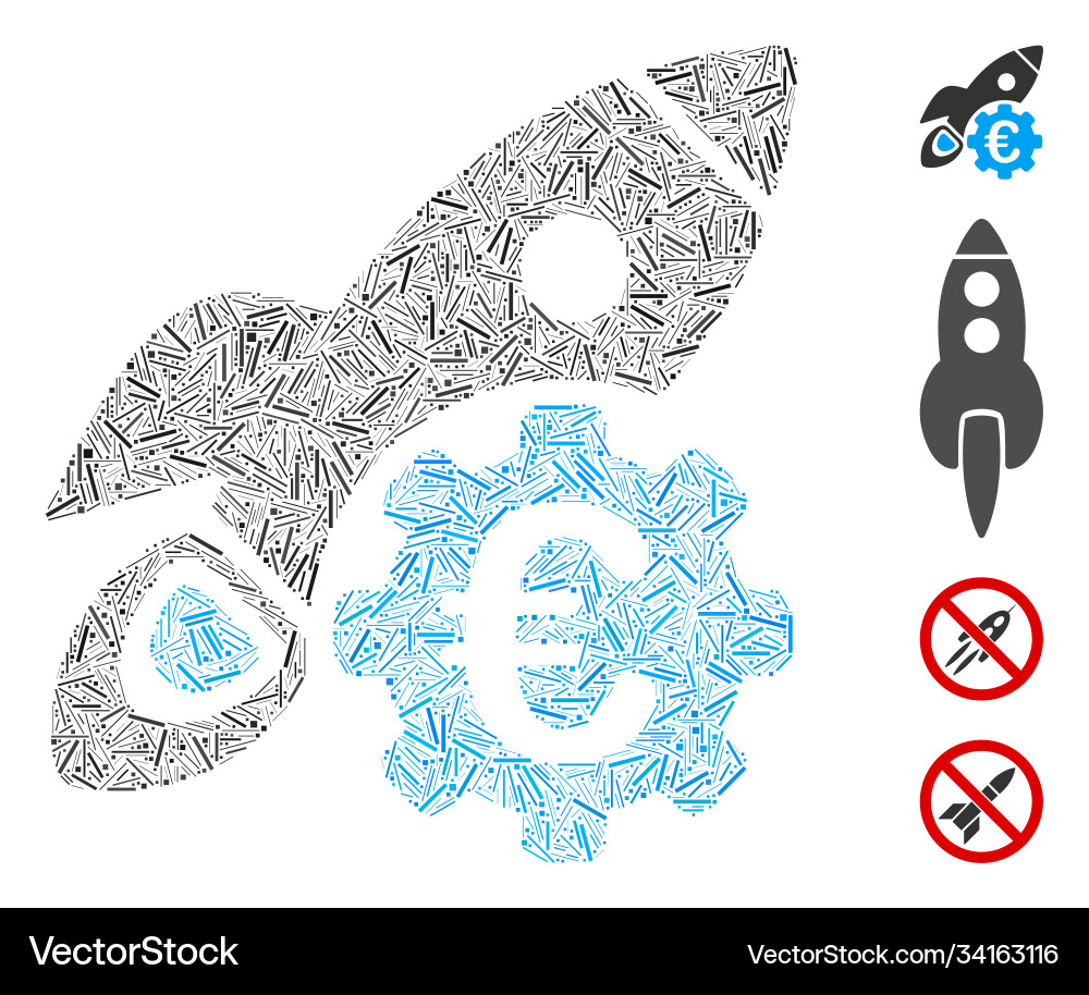 Hatch euro rocket science icon mosaic Hatch euro rocket science icon mosaic vector image