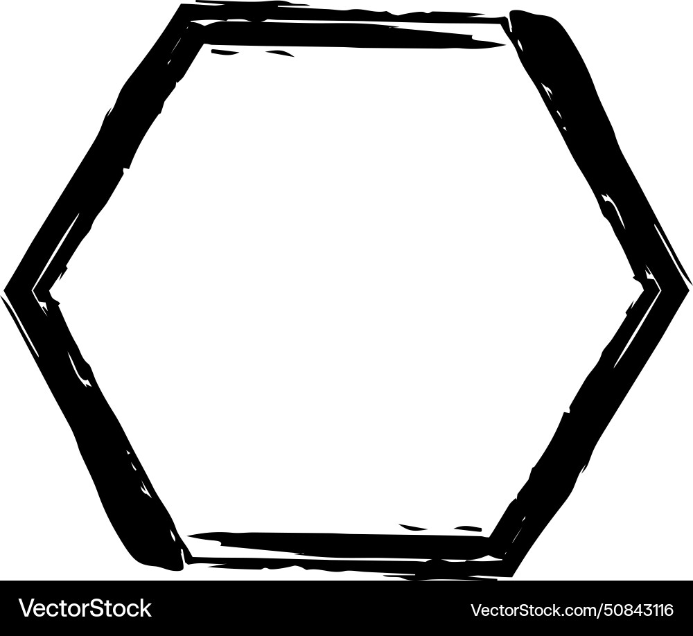 Hexagon grunge texture element frame border shape Hexagon grunge texture element frame border shape vector image