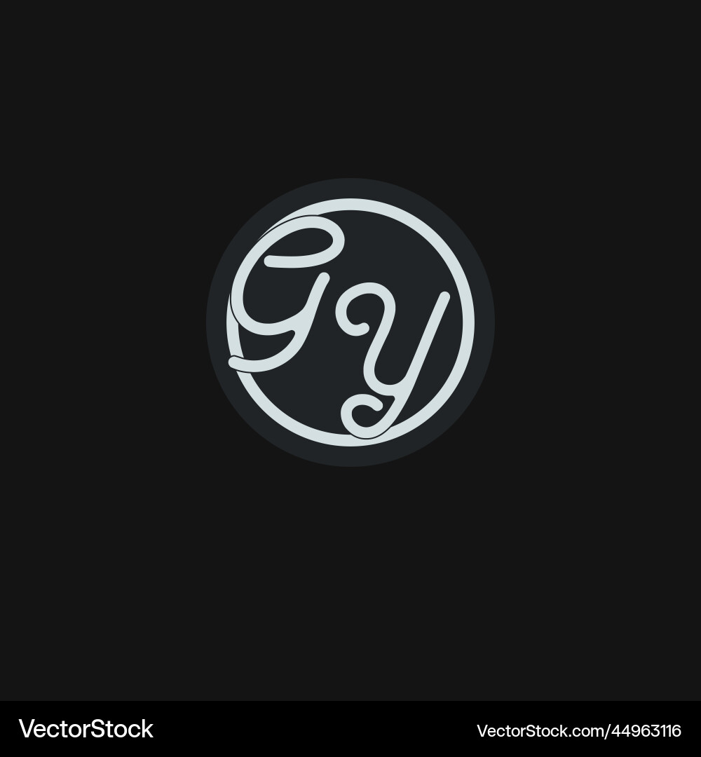 Initials gy logo monogram with simple circle line Initials gy logo monogram with simple circle line Vector Image