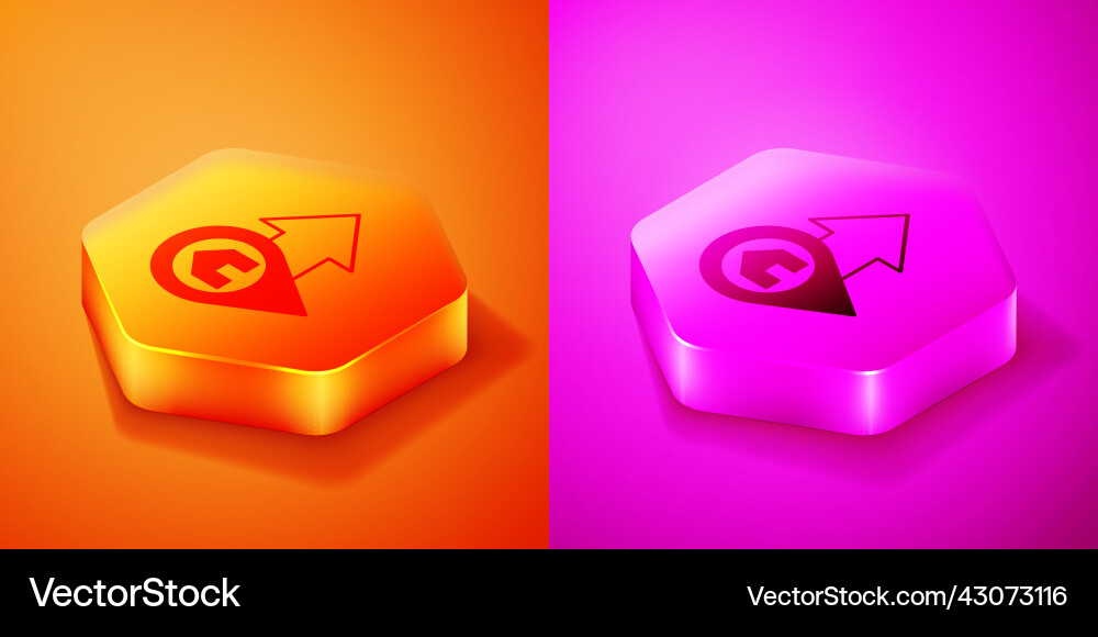 Isometric map pointer with house icon isolated vector image