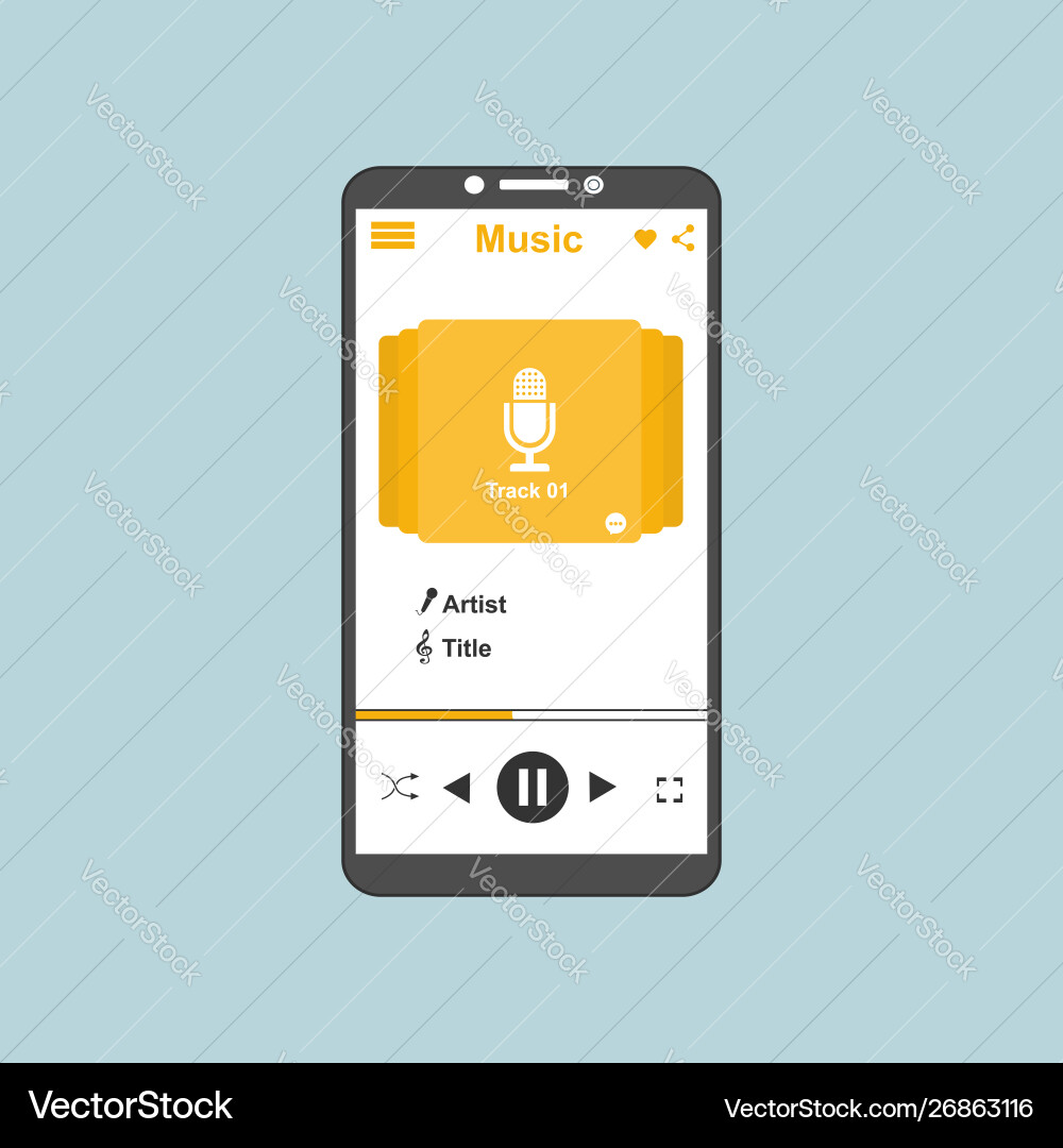 Media player application app template with flat Media player application app template with flat vector image