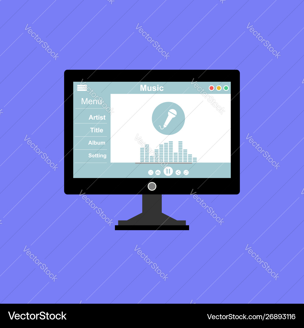 Media player application app template with flat Media player application app template with flat vector image