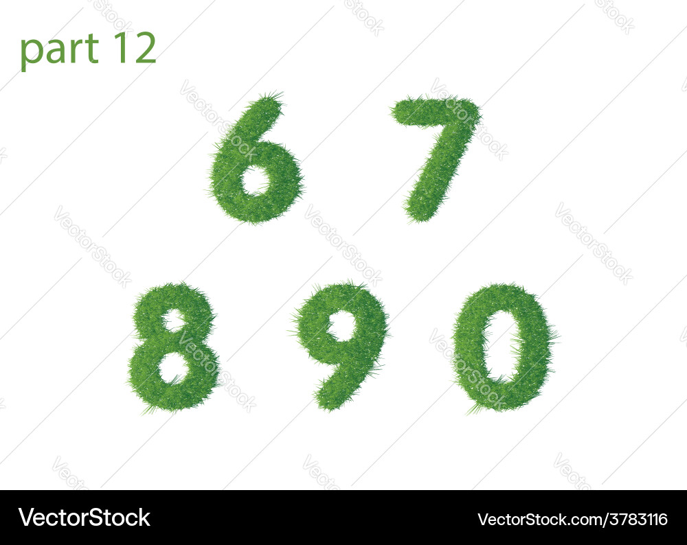 Numbers text of green grass part two Vector Image