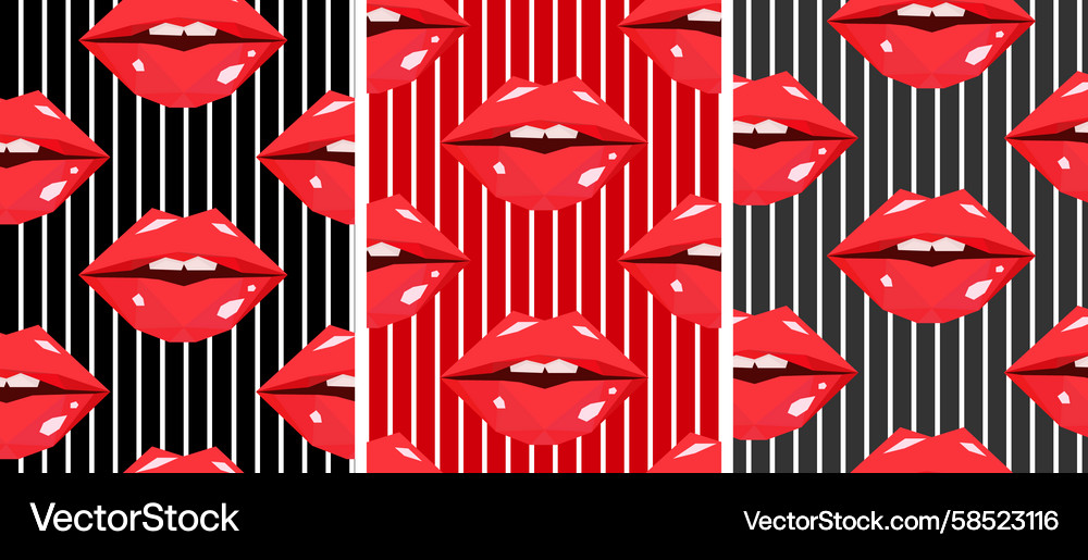 Red Lips Seamless Patterns Vector Image