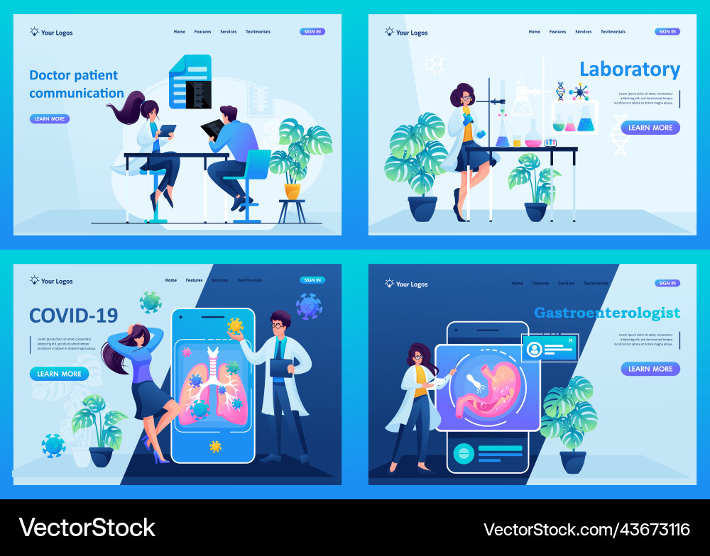 Set of concepts for web design gastroenterologist Vector Image