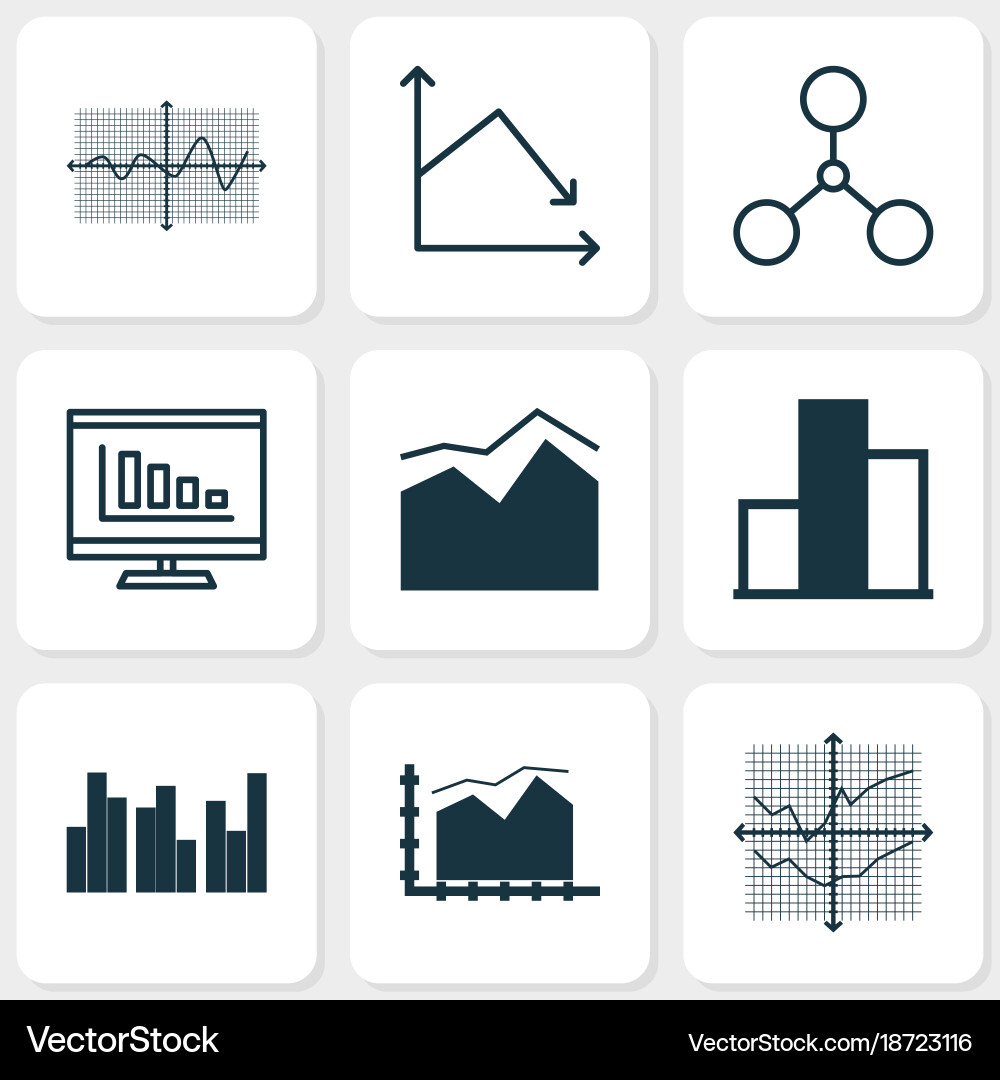 Set of graphs diagrams and statistics icons vector image