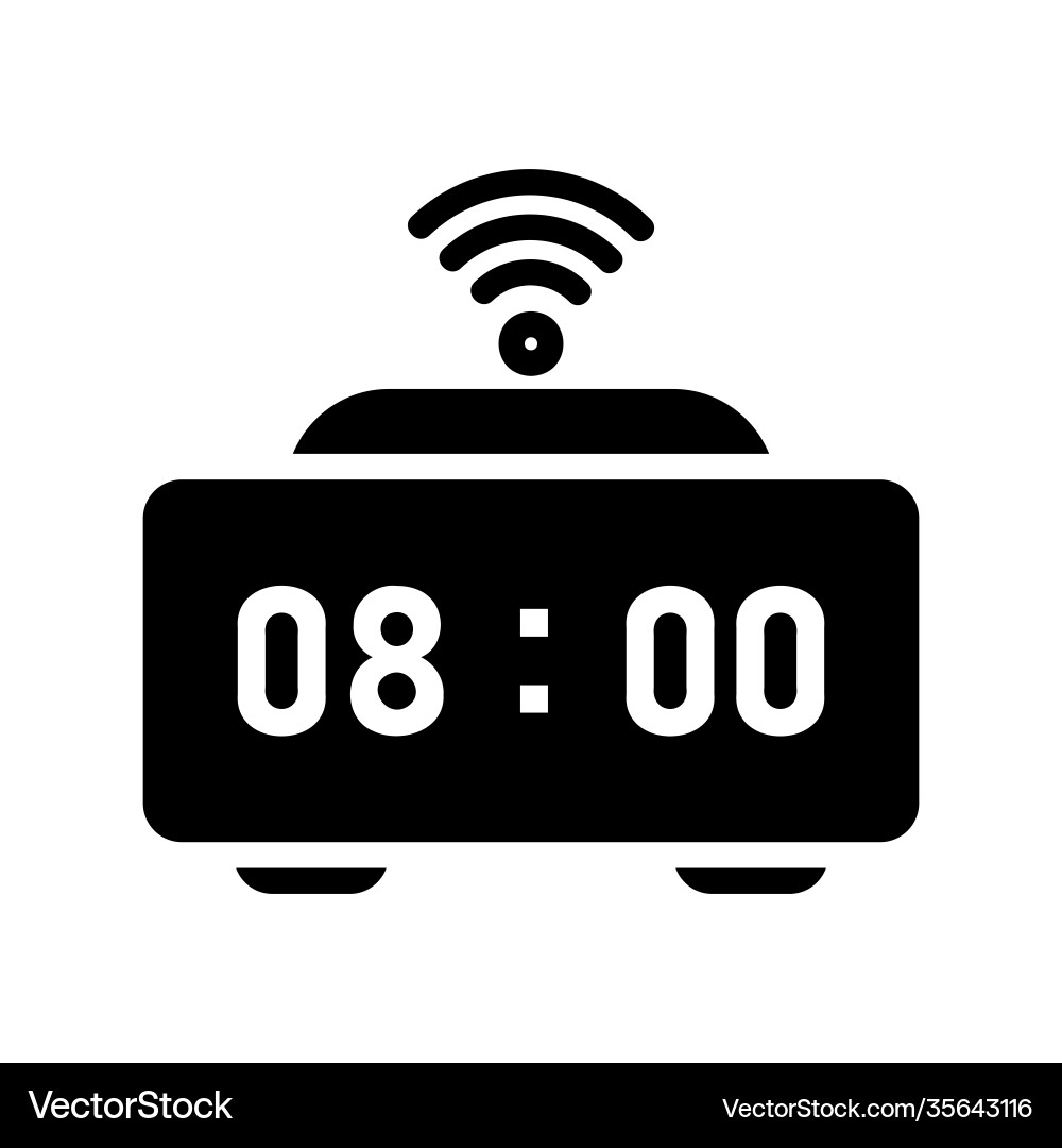 Smart clock icon in solid style about internet Smart clock icon in solid style about internet vector image