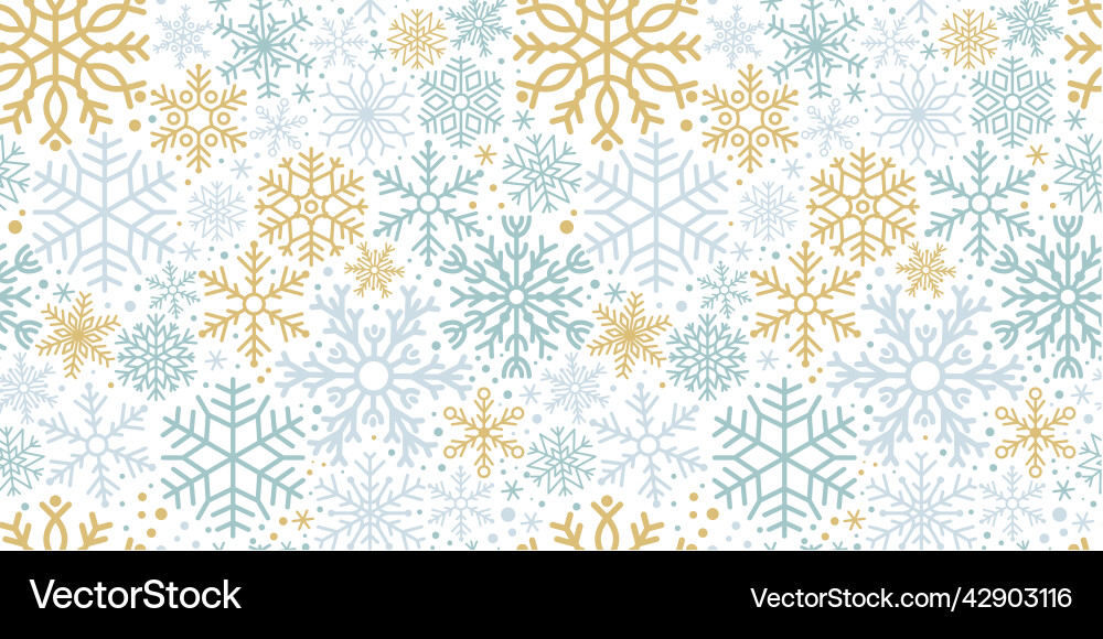 Winter Snowflake Pattern - Blue & Gold Vector Image