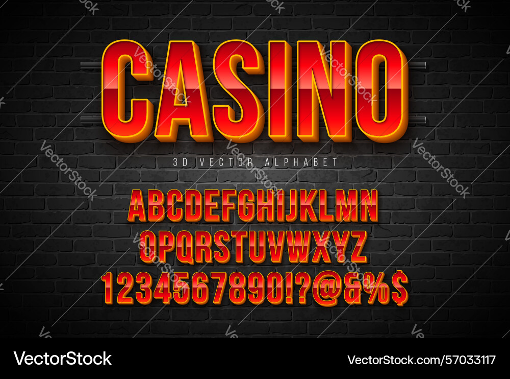 3d alphabet font set with frame and shadow Vector Image