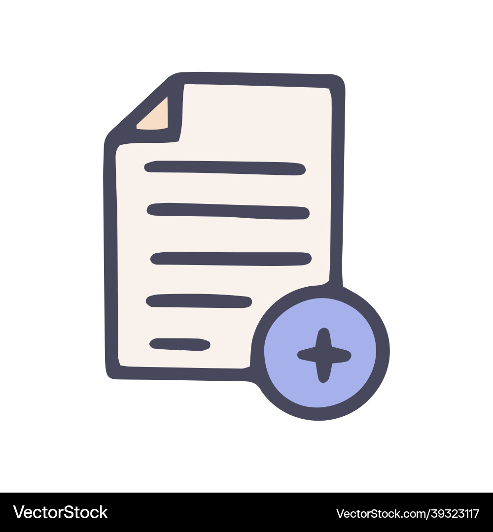 Add document color doodle simple icon vector image