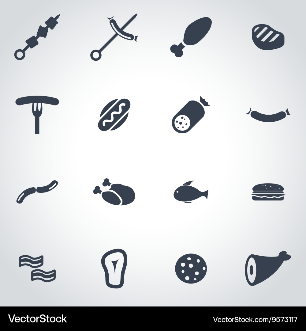 Black meat icon set Royalty Free Vector Image - VectorStock