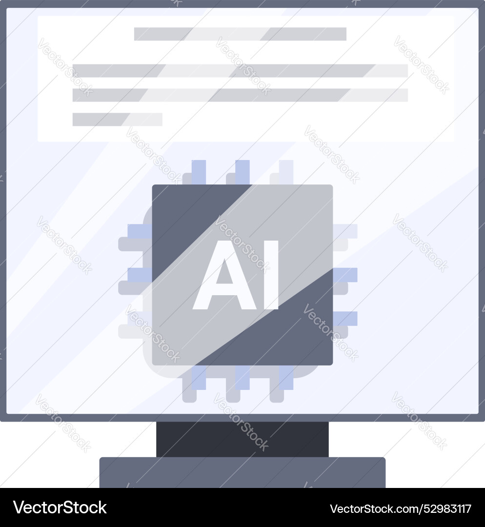 Computer showing artificial intelligence chip Vector Image