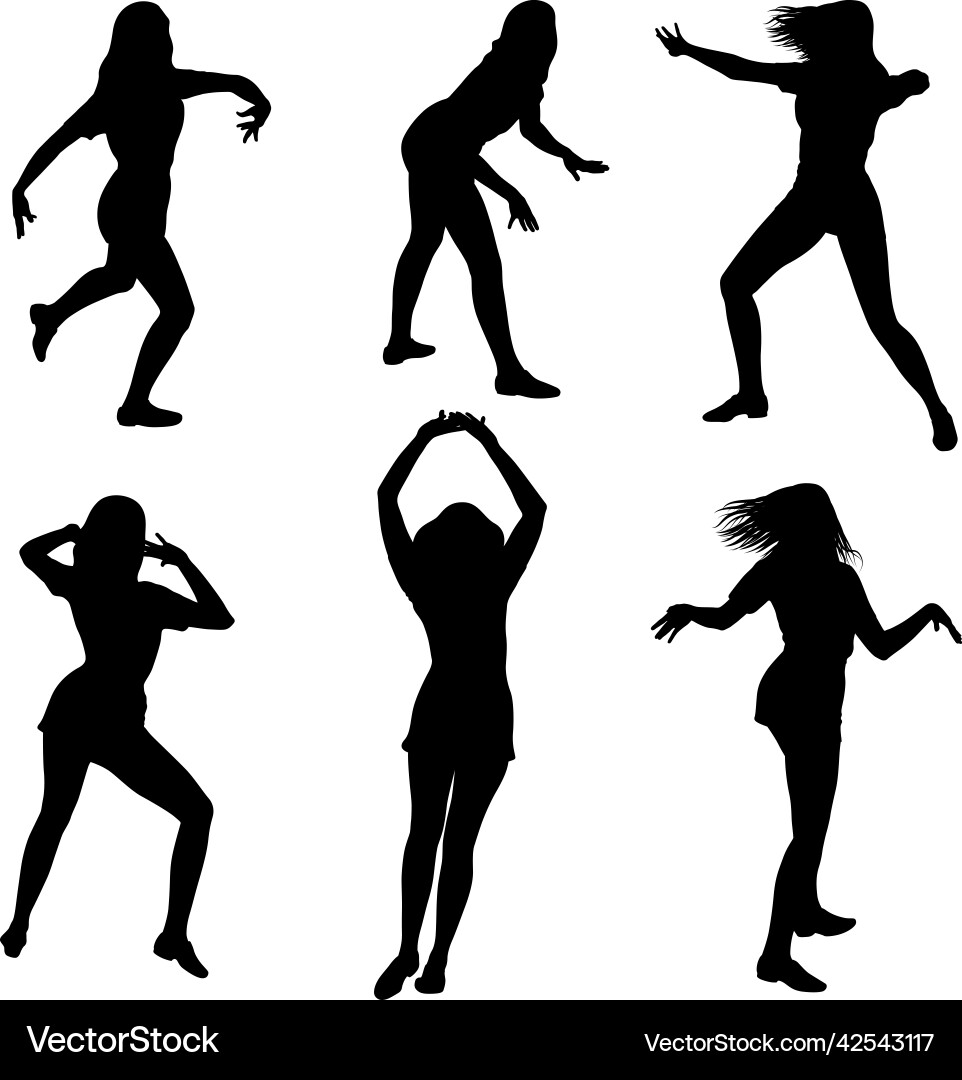 Dancing Woman Silhouettes Vector Image