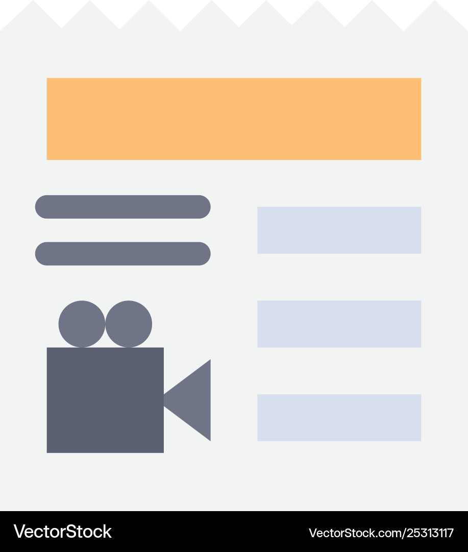 Document basic video camera flat color icon Vector Image
