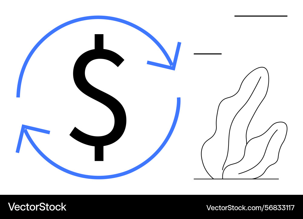 Dollar symbol with blue circular arrows Vector Image