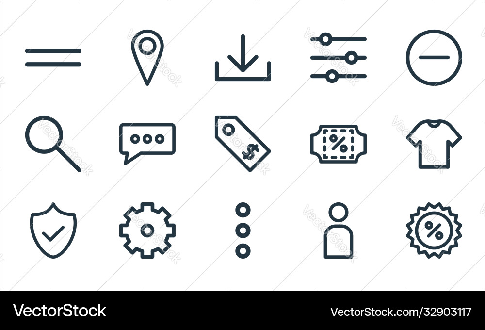 Ecommerce starter pack line icons linear set Ecommerce starter pack line icons linear set vector image