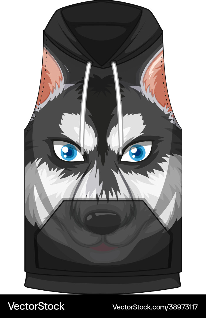 Front hoodie sleeveless with siberian husky Front hoodie sleeveless with siberian husky vector image