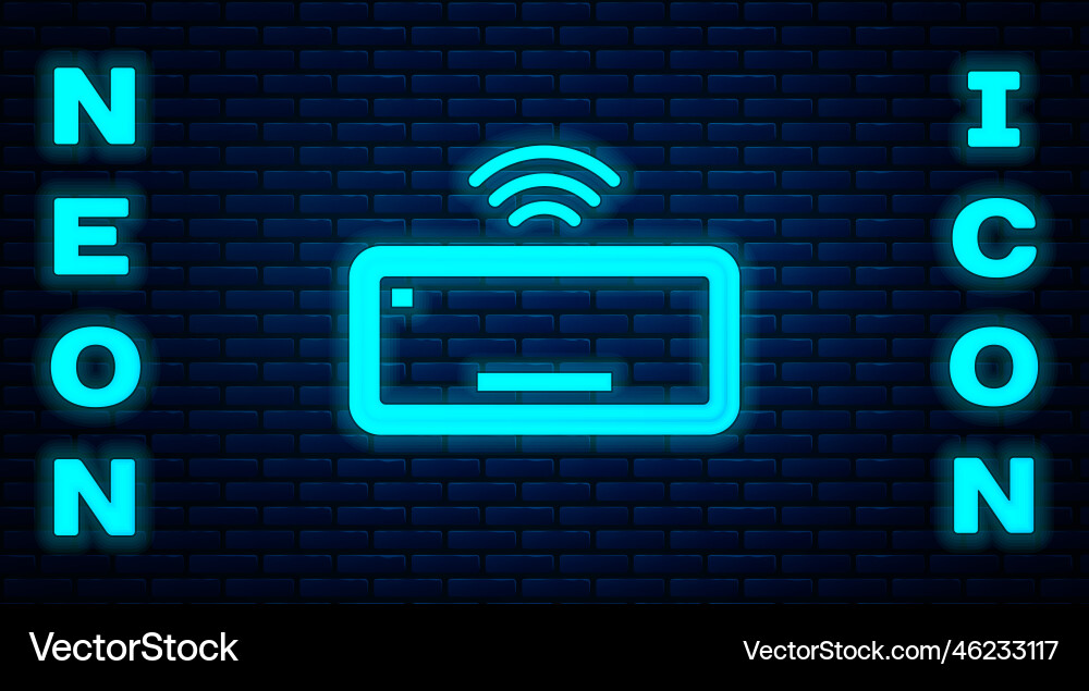 Glowing neon computer keyboard icon isolated Vector Image